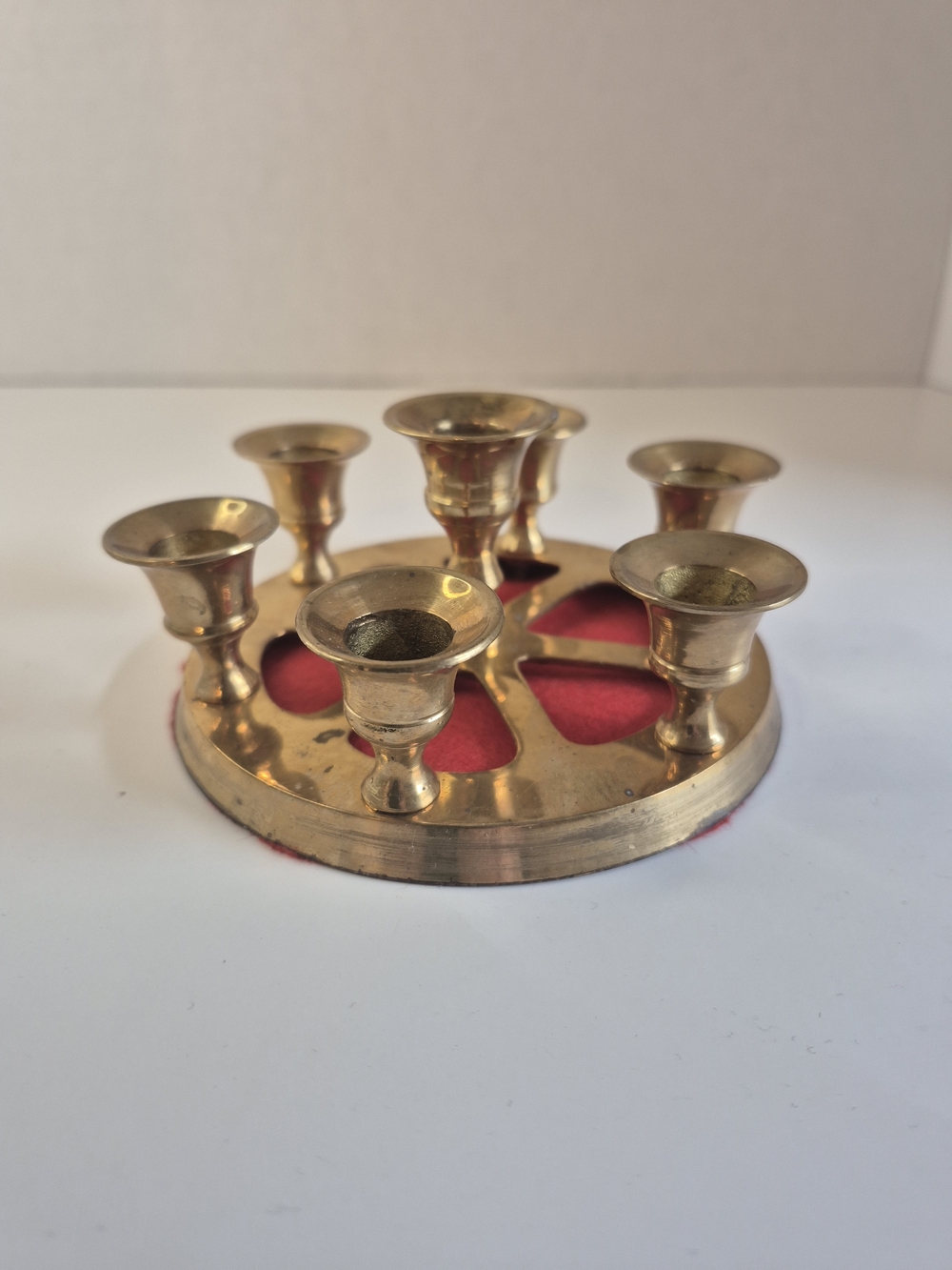 Vintage Candle Holder Round Brass Mini Taper Candlestick Holder Candelabra MCM